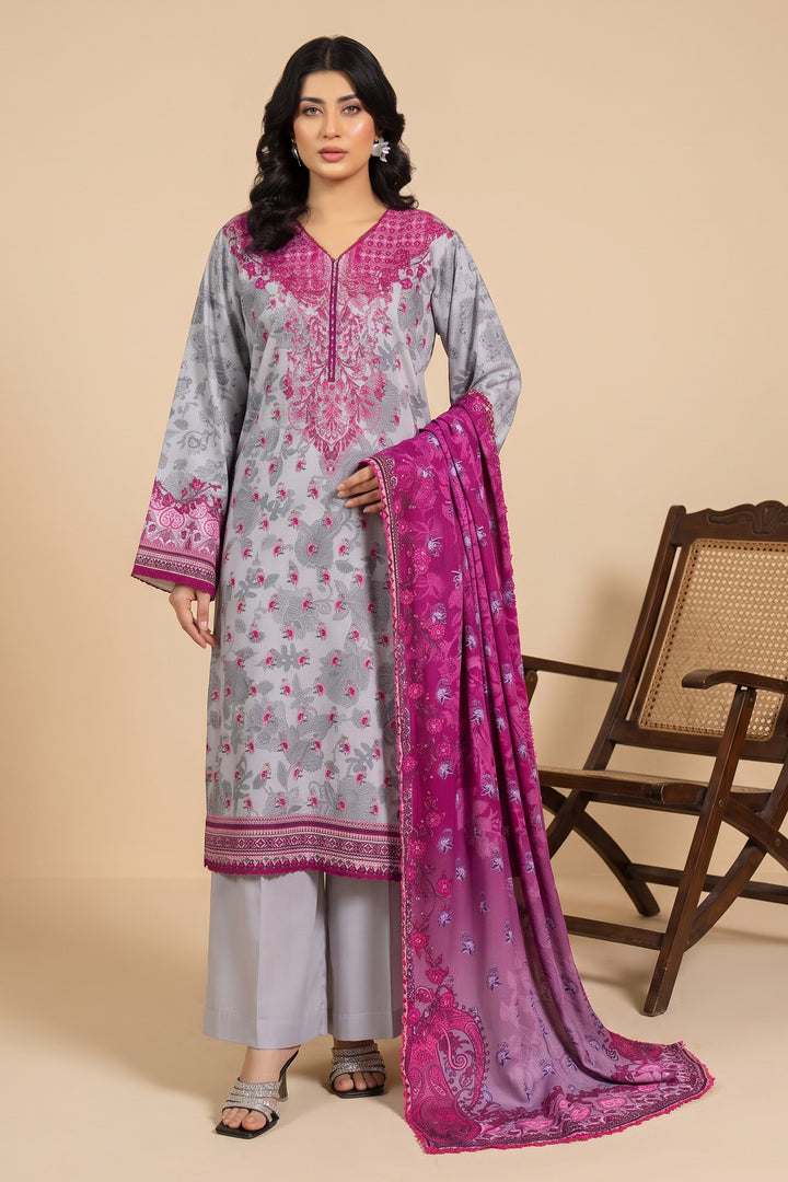 3 Piece Unstitched Grey Premium Linen