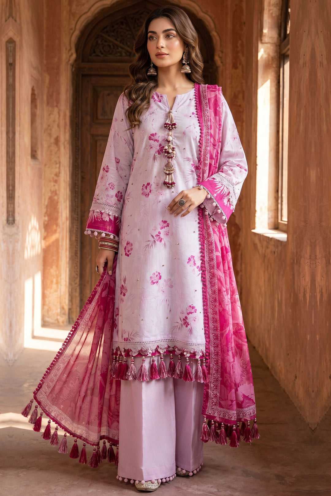3 Piece Unstitched Lilac Premium Lawn