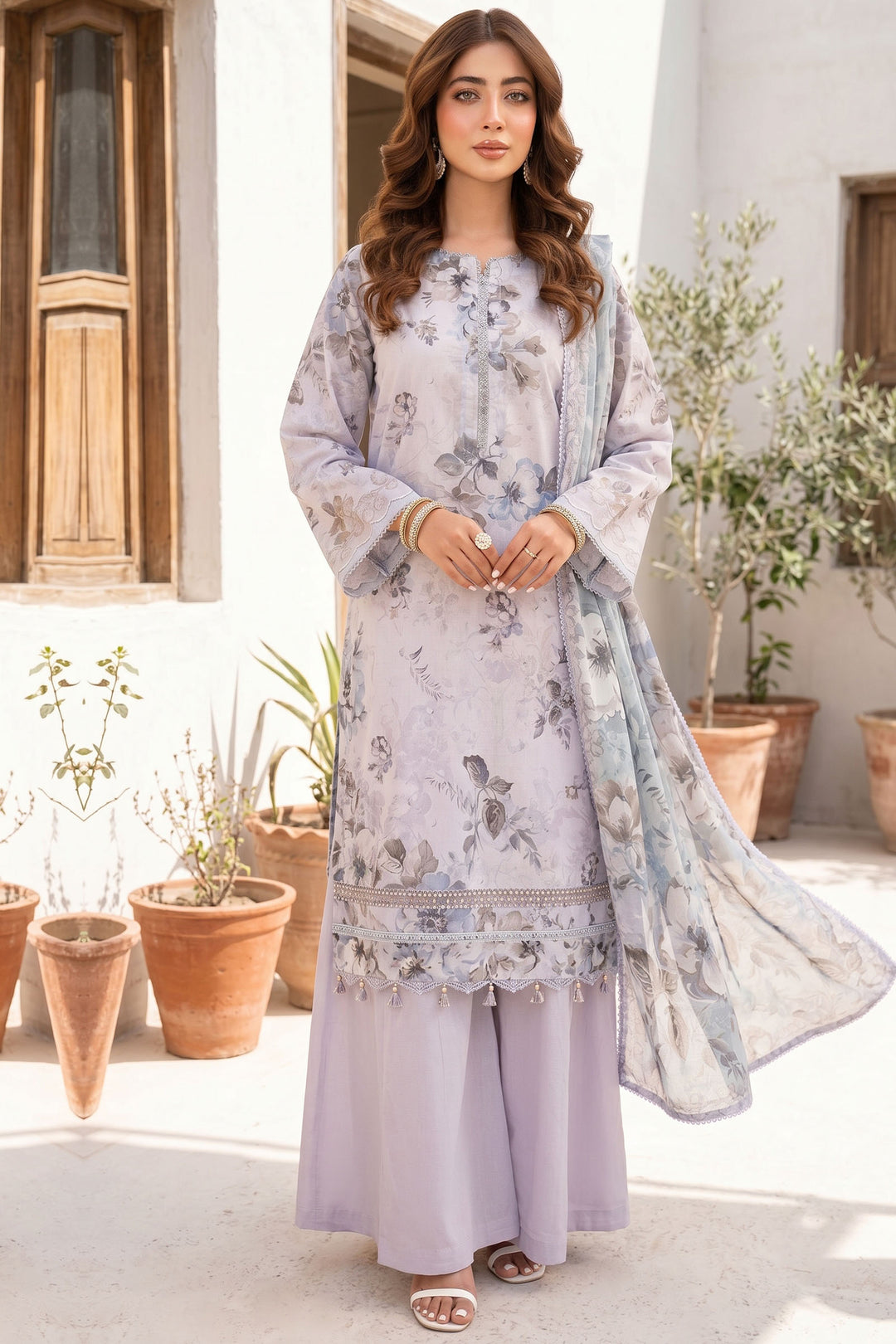 3 Piece Unstitched Lilac Premium Lawn