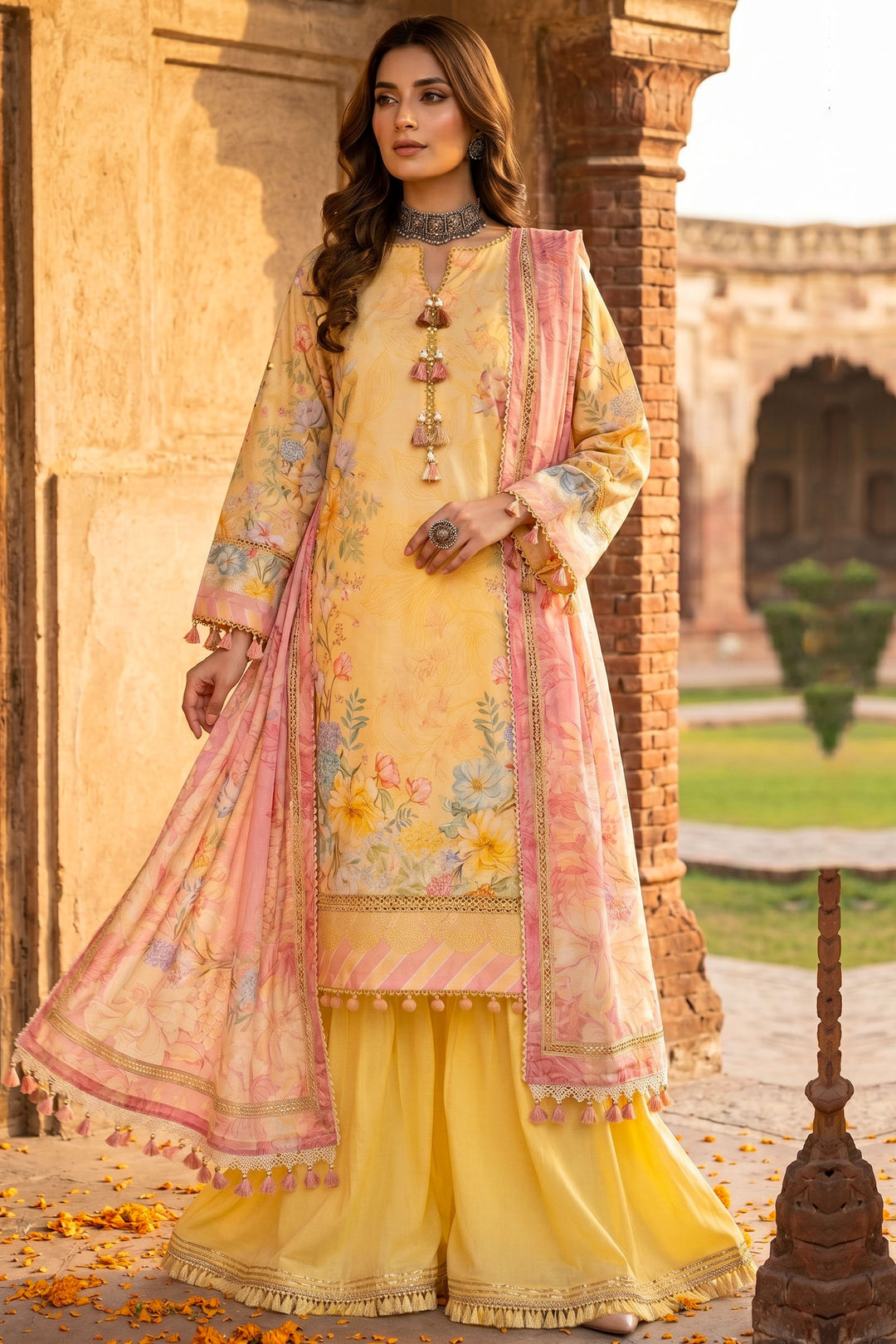3 Piece Unstitched Lemon Premium Lawn