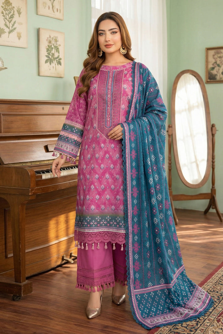 Raspberry Rose 3 Piece Unstitched Premium Printed Lawn