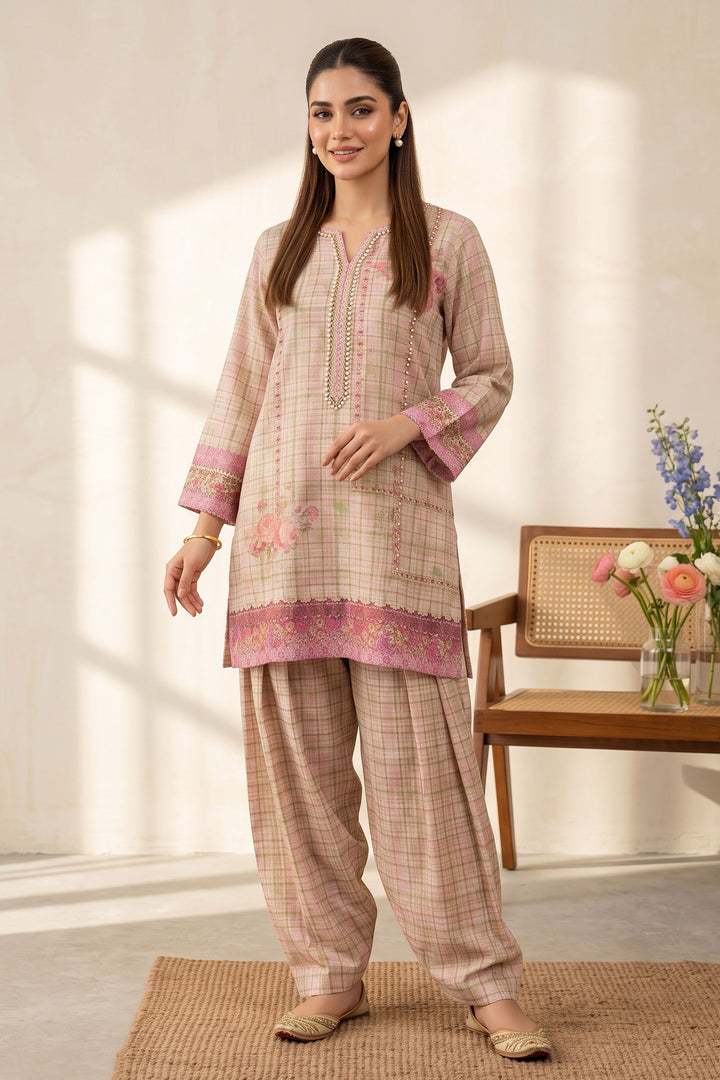 Apricot 2 Piece Unstitched Printed Cambric Co-Ord Set
