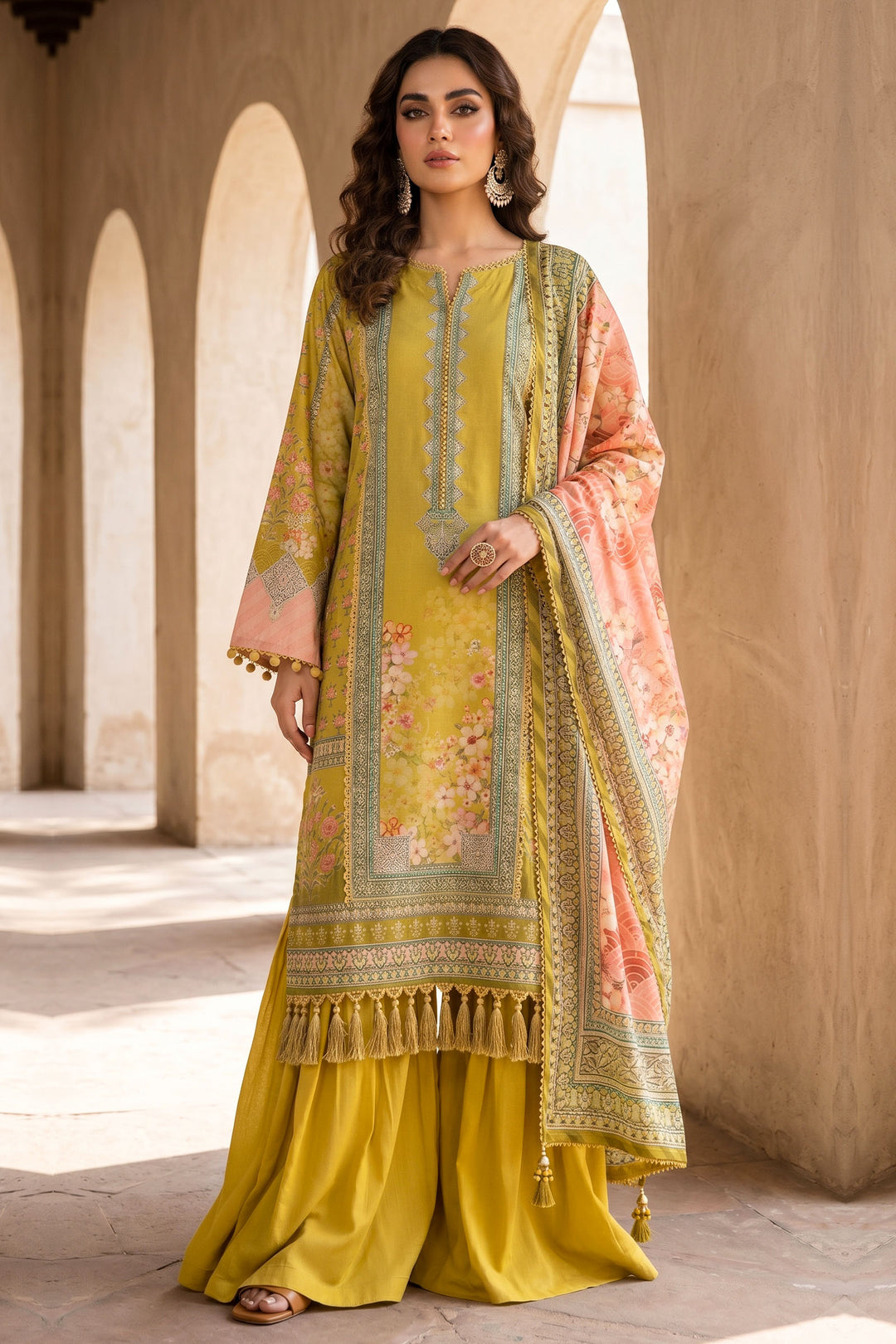 3 Piece Unstitched Yellow Premium Lawn