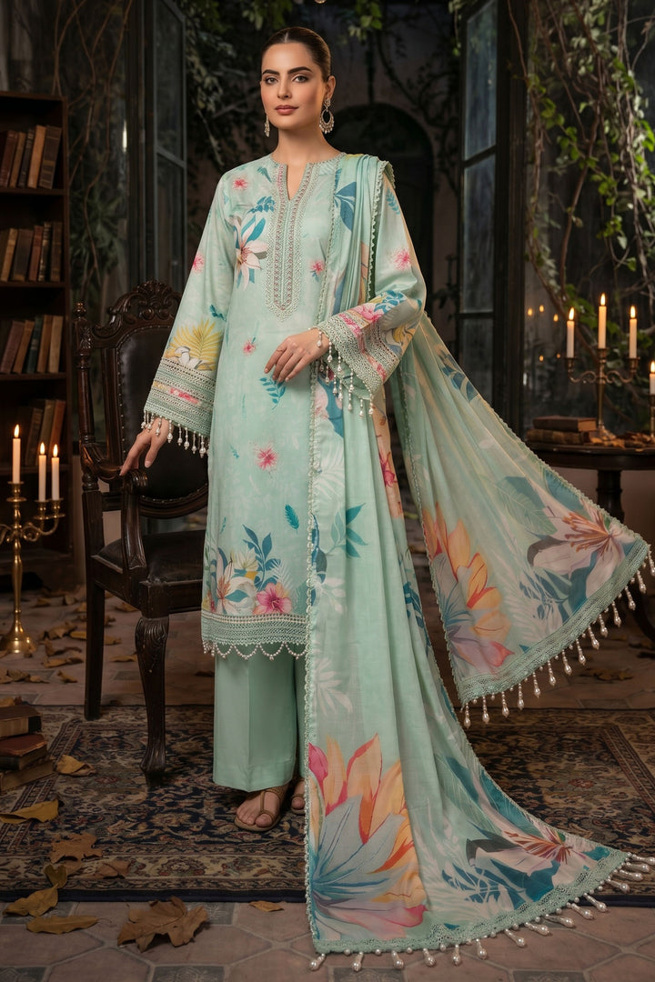 3 Piece Unstitched Teal Premium Lawn