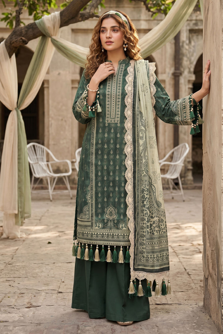 Rifle Green 3 Piece Unstitched Premium Printed Lawn