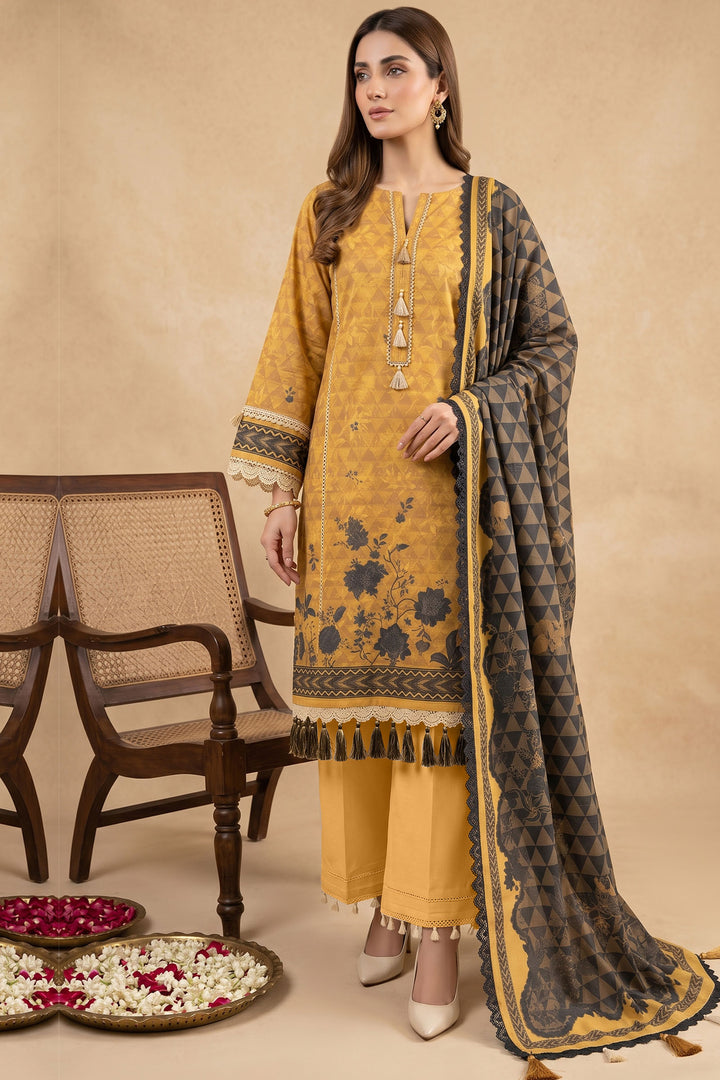 Mustard 3 Piece Unstitched Premium Printed Lawn