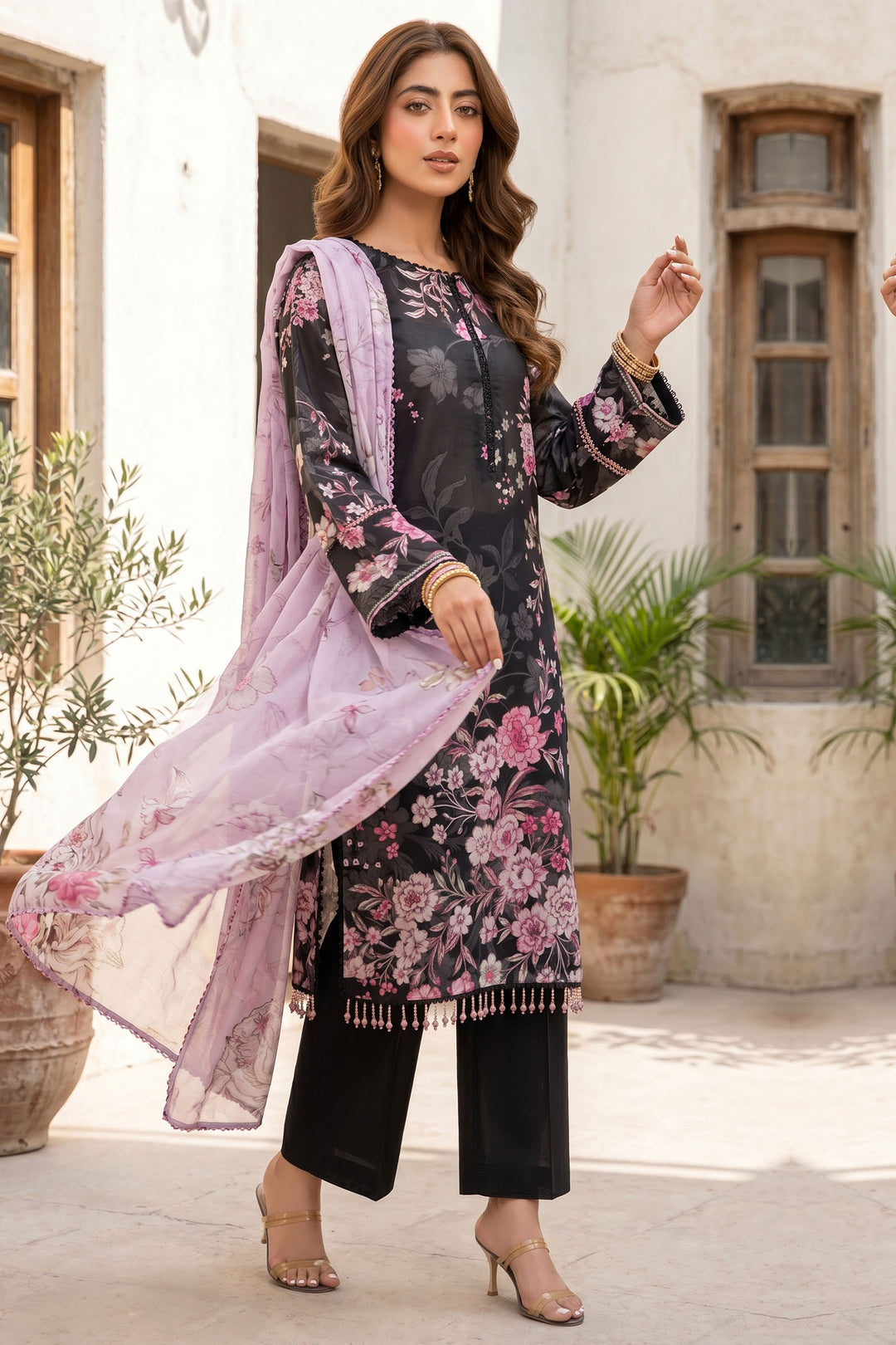 3 Piece Unstitched Chic Black Premium Lawn