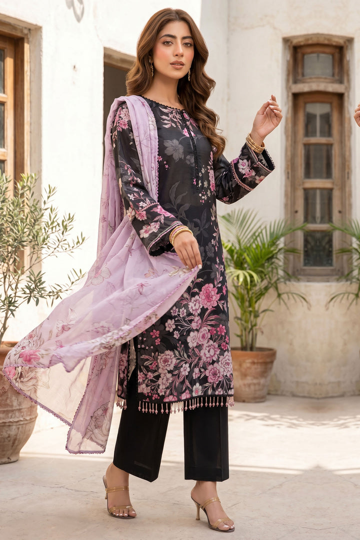 3 Piece Unstitched Chic Black Premium Lawn