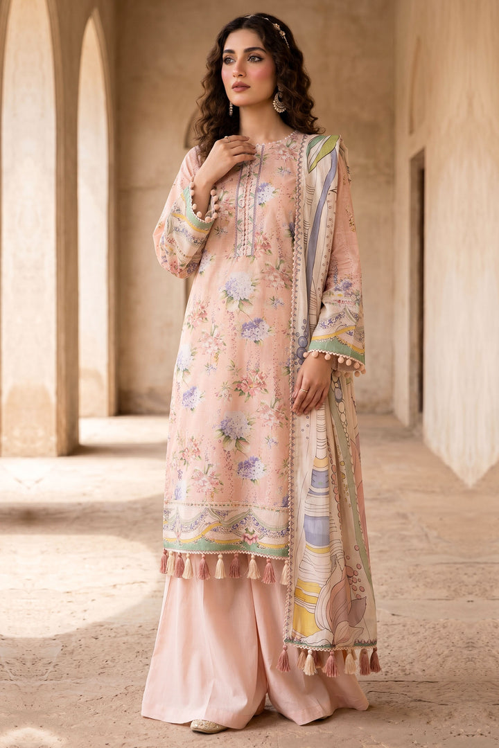 3 Piece Unstitched Peach Premium Lawn