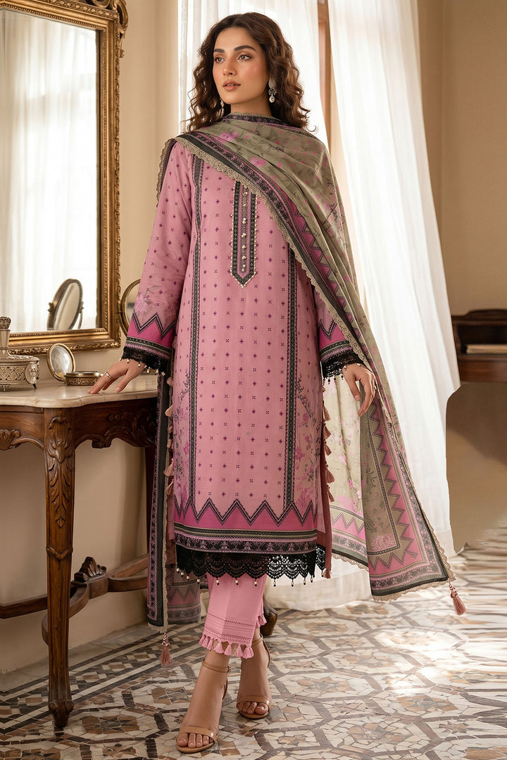Dirty Pink 3 Piece Unstitched Premium Printed Lawn