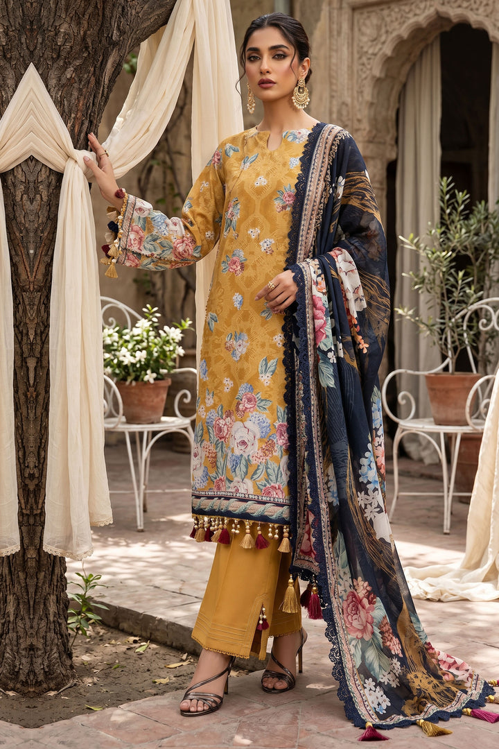 3 Piece Unstitched Mustard Premium Lawn