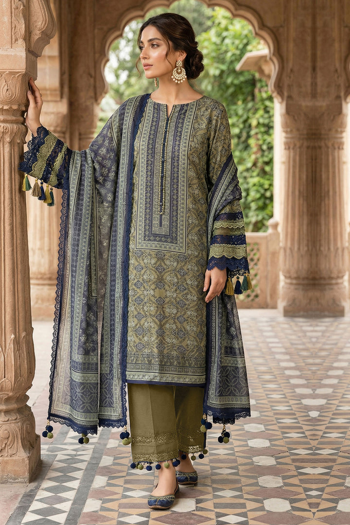 Mehndi 3 Piece Unstitched Premium Printed Lawn