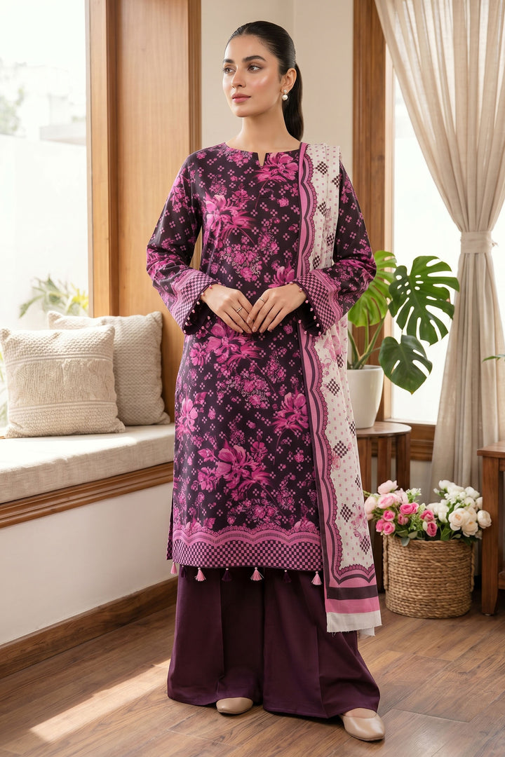 Black 3 Piece Unstitched Premium Printed Lawn