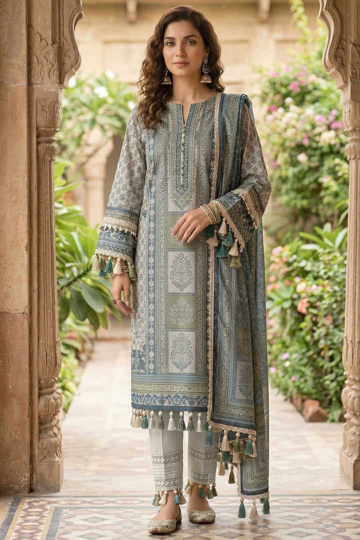 Grullo 3 Piece Unstitched Premium Printed Lawn