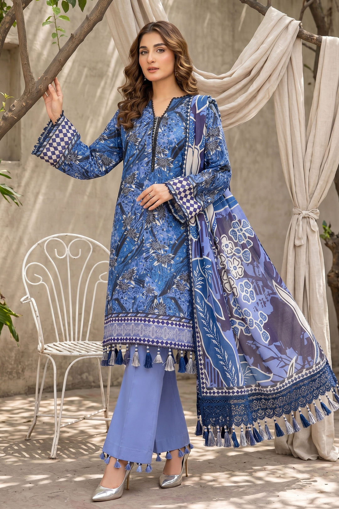 3 Piece Unstitched Purple Premium Lawn