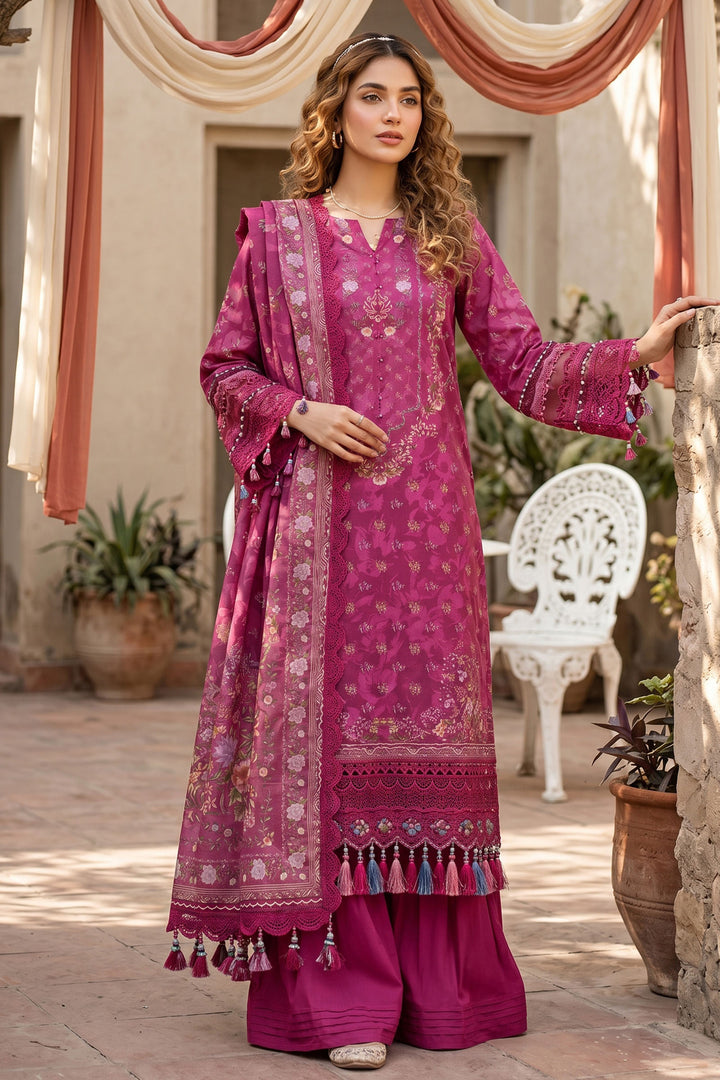 Raspberry 3 Piece Unstitched Premium Printed Lawn