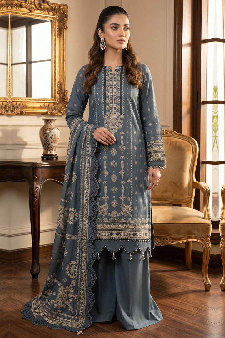 Slate Gray 3 Piece Unstitched Premium Printed Lawn