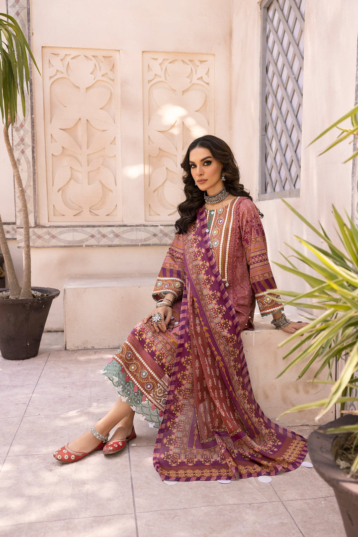 AKS COLLECTION / 3PC / PRINTED EMBROIDERED LAWN UNSTITCHED BY JACQUARD CLOTHING