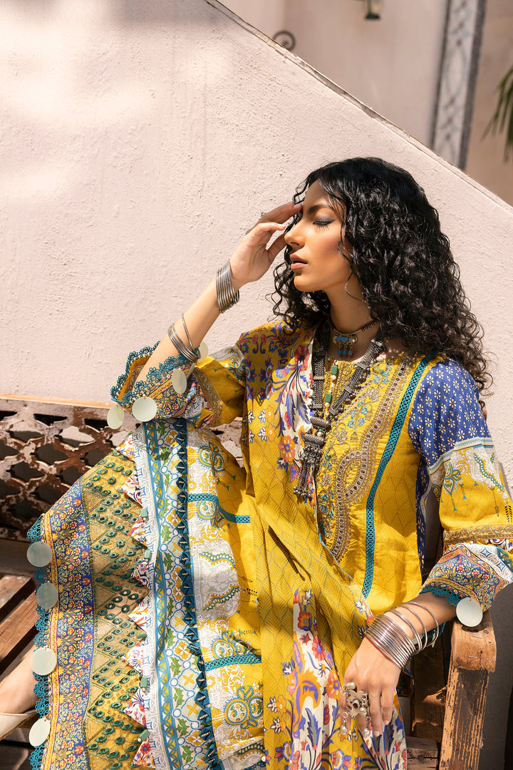 AKS COLLECTION / 3PC / PRINTED EMBROIDERED LAWN UNSTITCHED BY JACQUARD CLOTHING