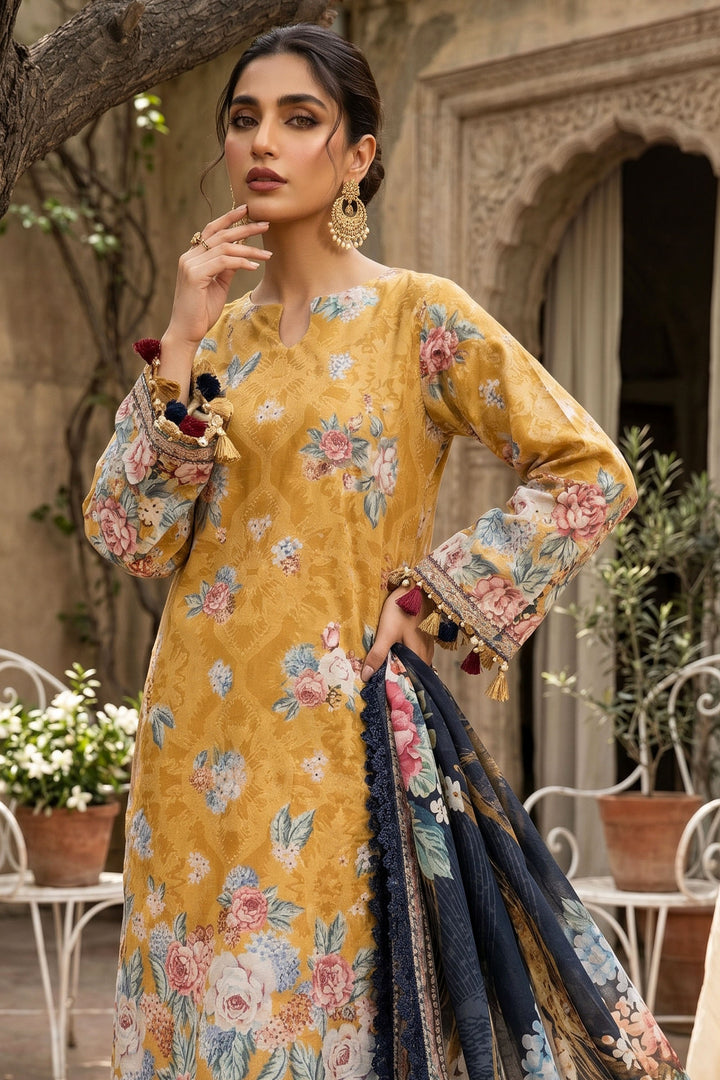 3 Piece Unstitched Mustard Premium Lawn