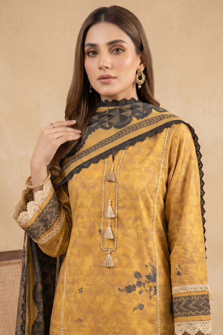Mustard 3 Piece Unstitched Premium Printed Lawn