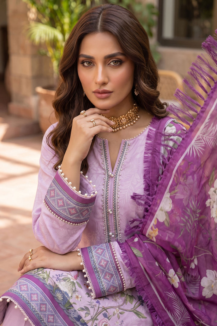 Lavender 3 Piece Unstitched Premium Printed Lawn