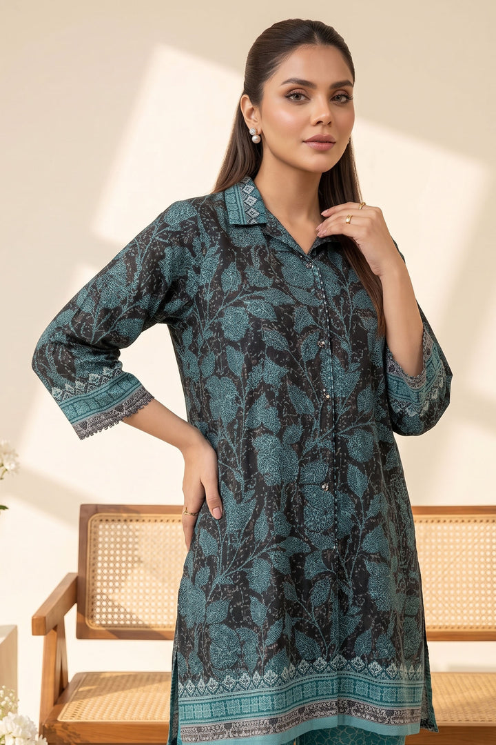 Pine Green 2 Piece Unstitched Printed Cambric Co-Ord Set