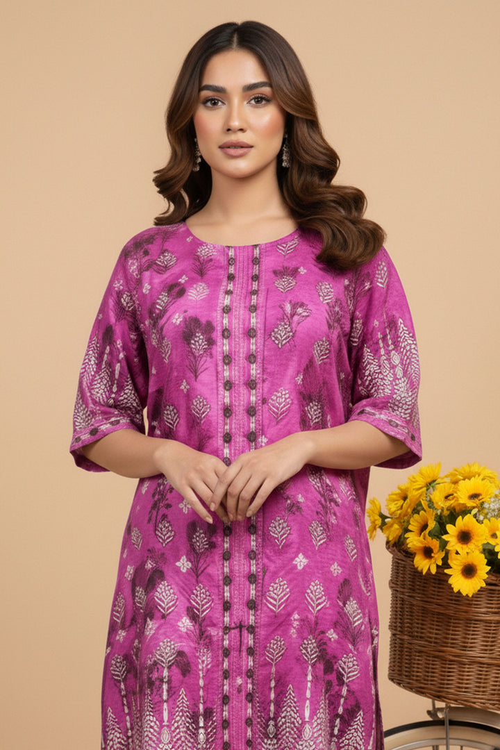 Unstitched Premium Deep Pink Printed Co-Ord Set