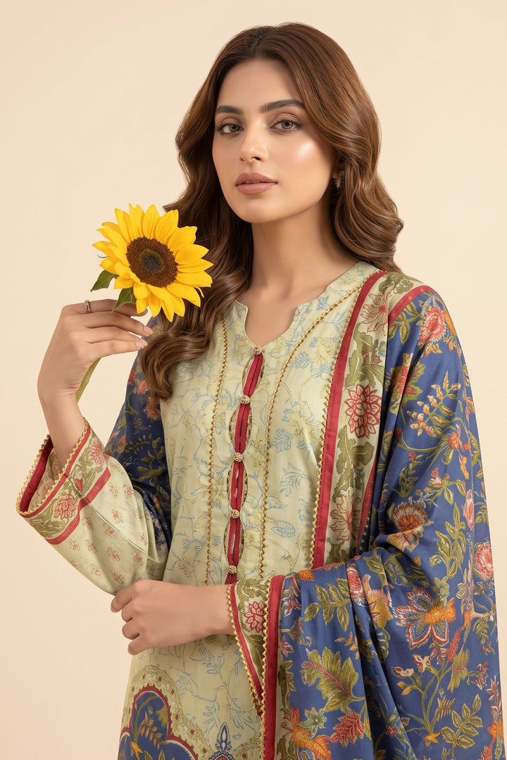 3 Piece Unstitched Panache Green Khaddar