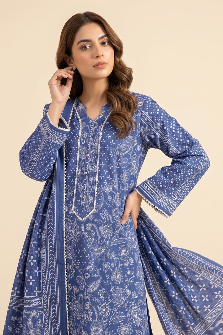 3 Piece Unstitched Chic Blue Khaddar