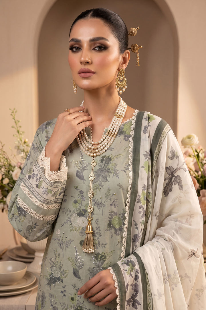 Vintage Green 3 Piece Unstitched Premium Printed Lawn