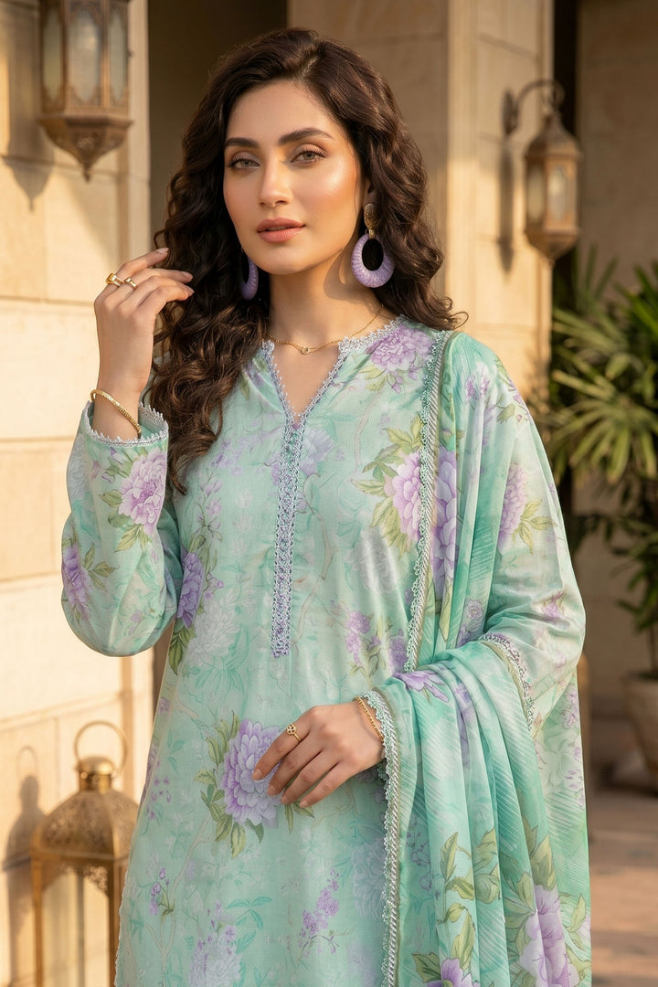 3 Piece Unstitched Teal Premium Lawn