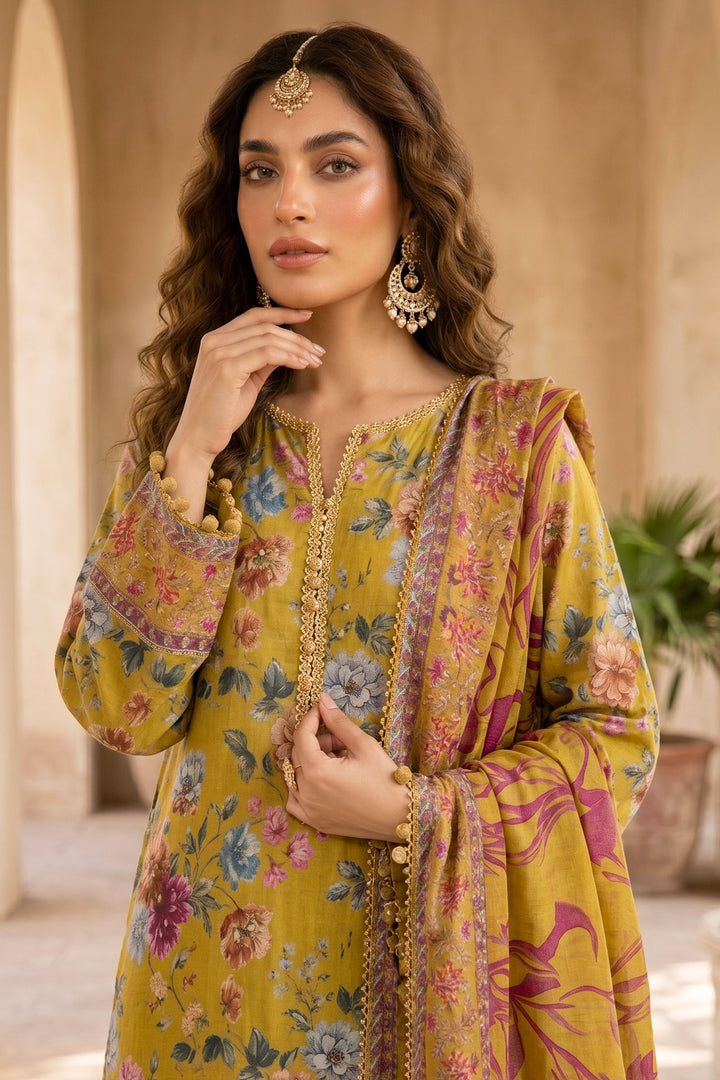 3 Piece Unstitched Olive Premium Lawn