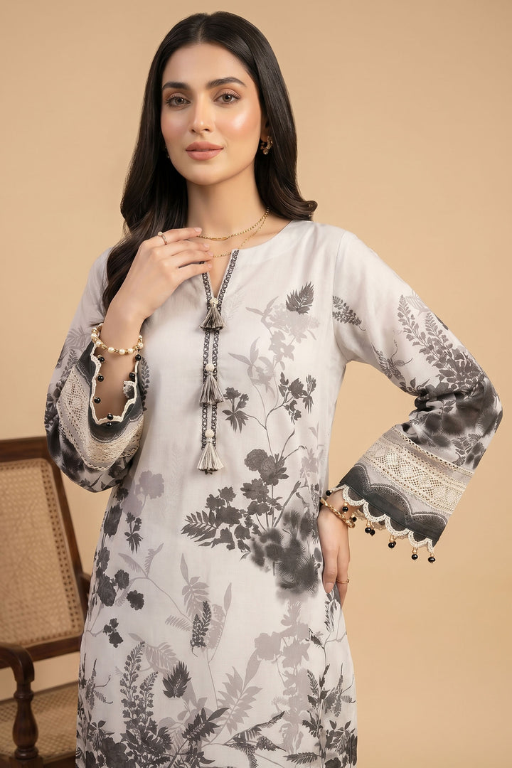 Light Gray 3 Piece Unstitched Premium Printed Lawn