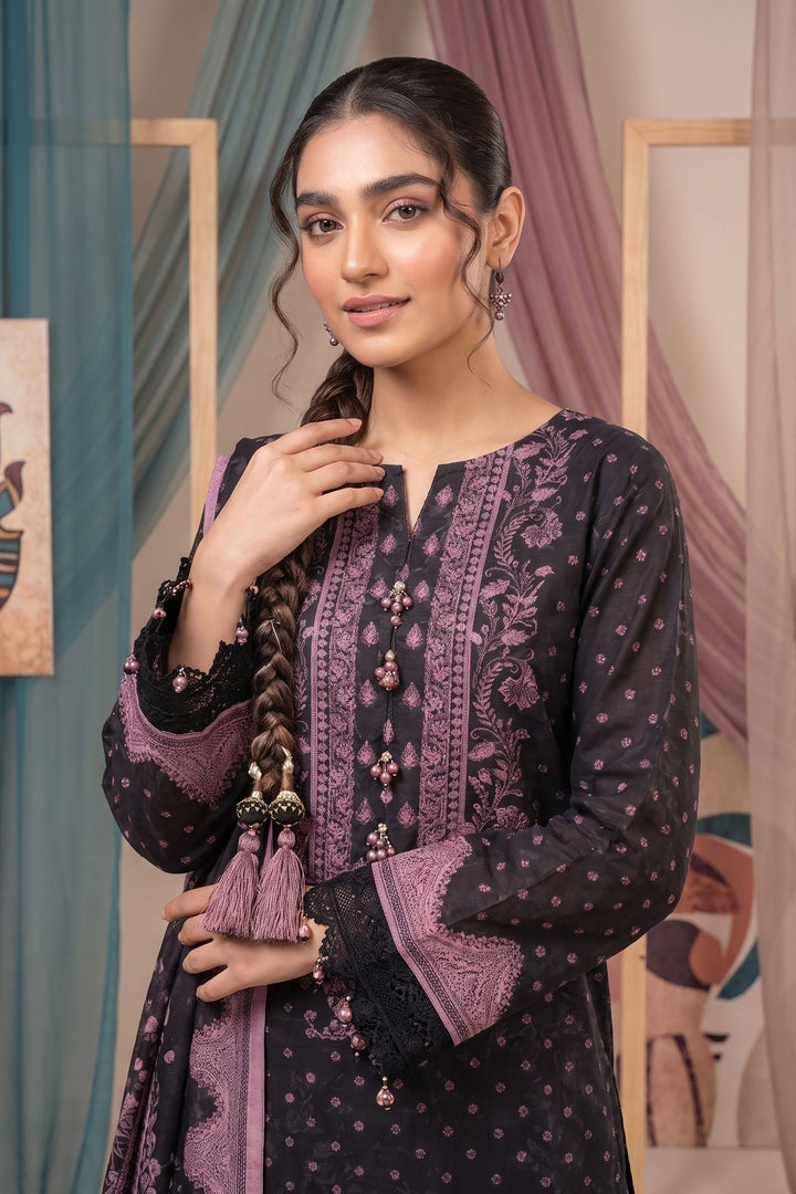 Black 3 Piece Unstitched Premium Printed Lawn