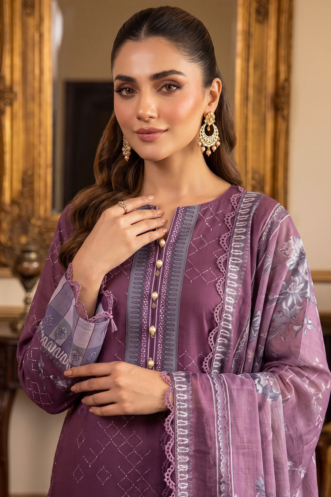 Plum 3 Piece Unstitched Premium Printed Lawn