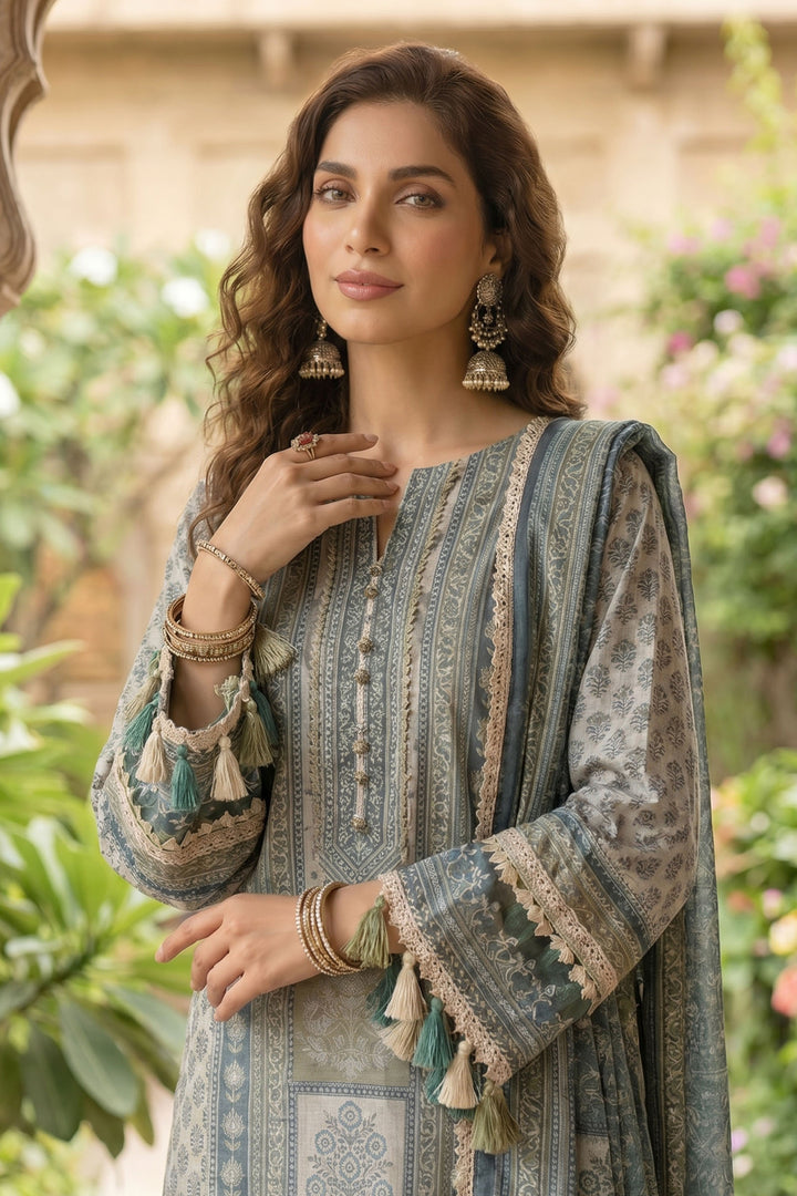 Grullo 3 Piece Unstitched Premium Printed Lawn