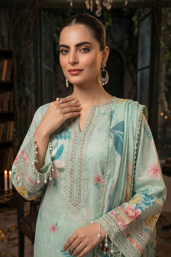 3 Piece Unstitched Teal Premium Lawn