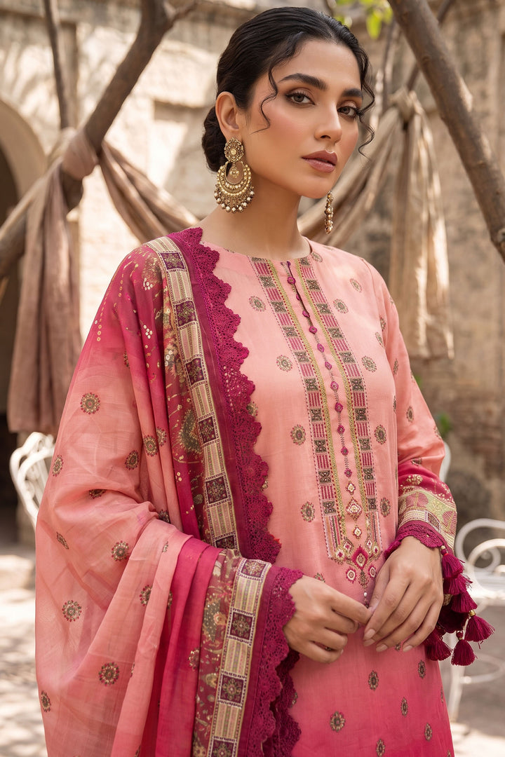 Bright Maroon 3 Piece Unstitched Premium Printed Lawn