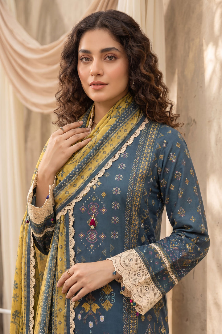 Blue Dianne  3 Piece Unstitched Premium Printed Lawn