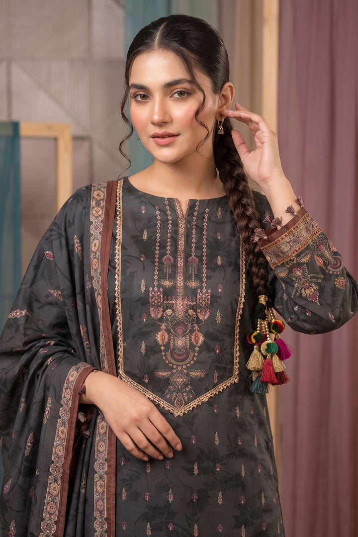 Black 3 Piece Unstitched Premium Printed Lawn