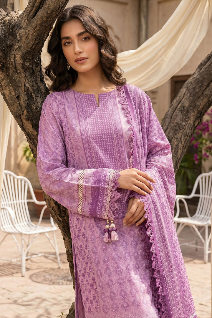 Pink 3 Piece Unstitched Premium Printed Lawn