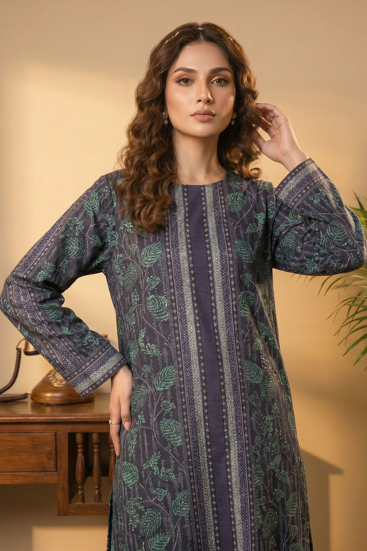 2 Piece Cadet Blue Unstitched Printed Cambric Co-Ord Set