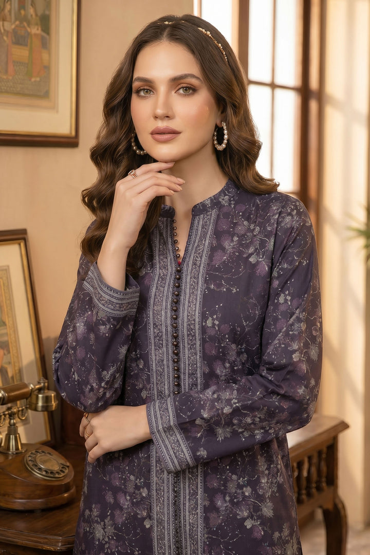 2 Piece Grape Purple Unstitched Printed Cambric Co-Ord Set