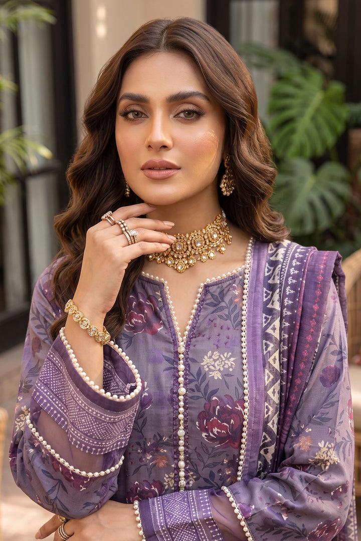 Lavender 3 Piece Unstitched Premium Printed Lawn