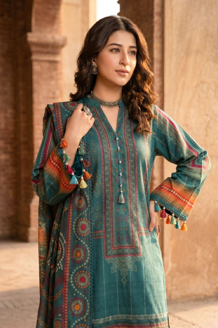 3 Piece Unstitched Sea Green Premium Lawn