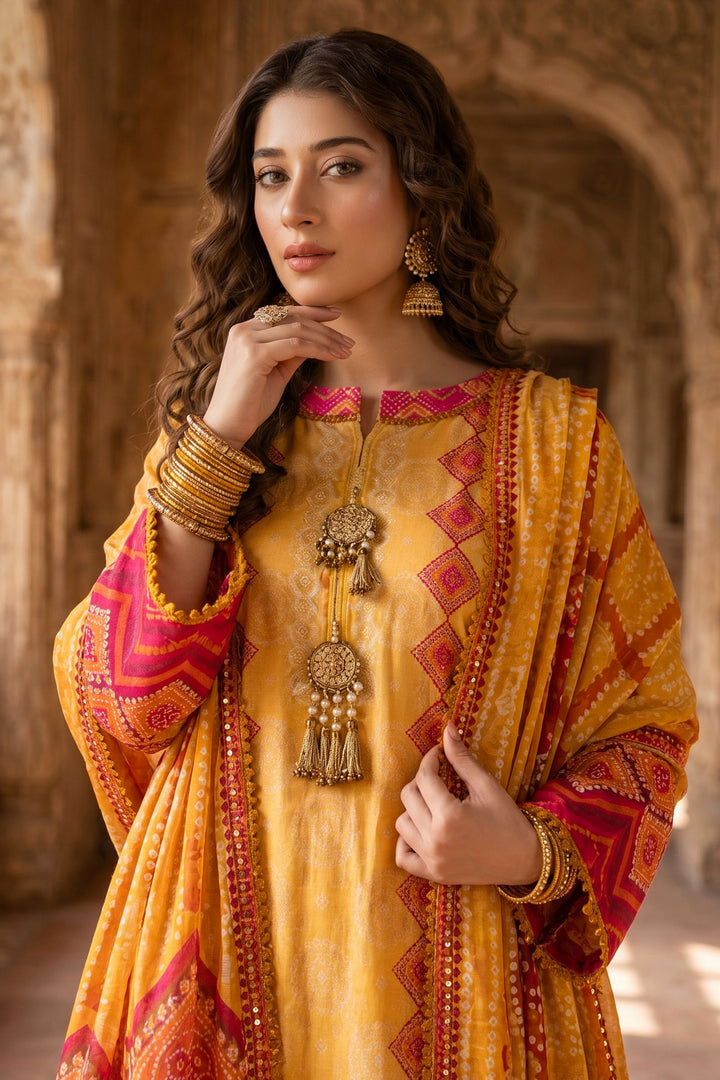 3 Piece Unstitched Yellow Premium Lawn