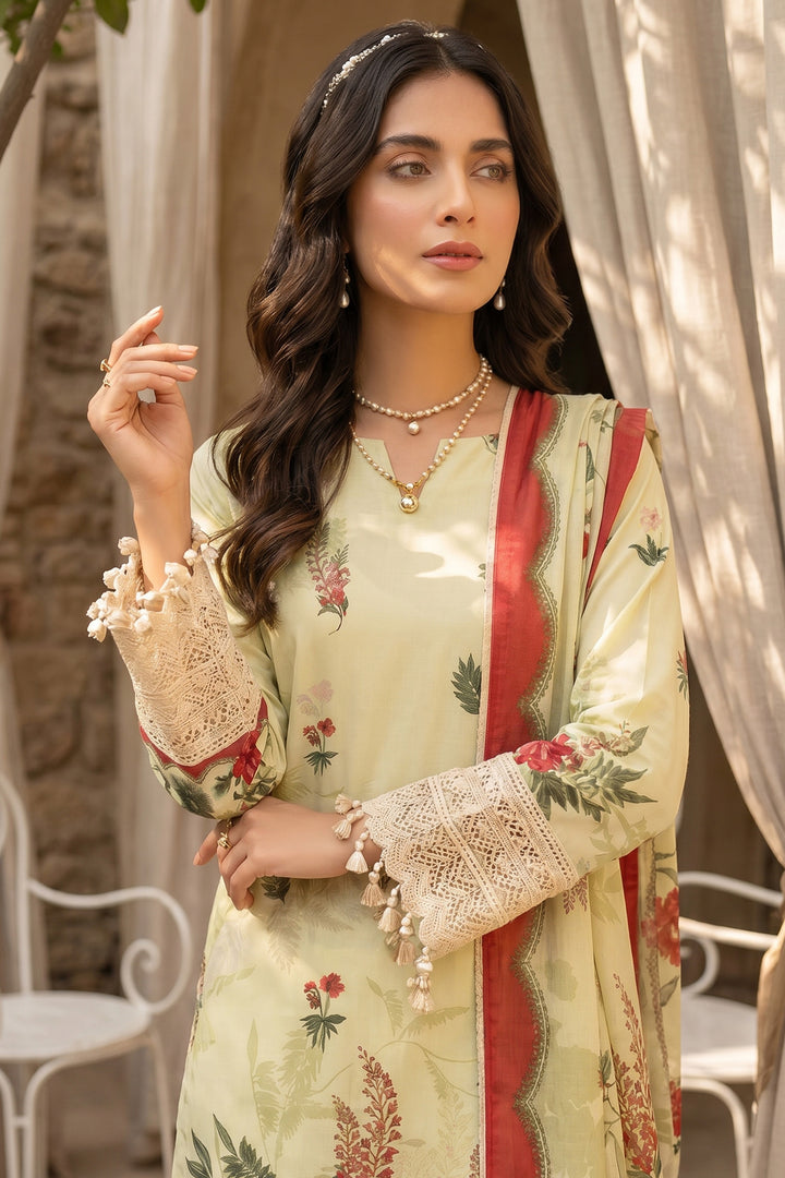 Peach Yellow 3 Piece Unstitched Premium Printed Lawn