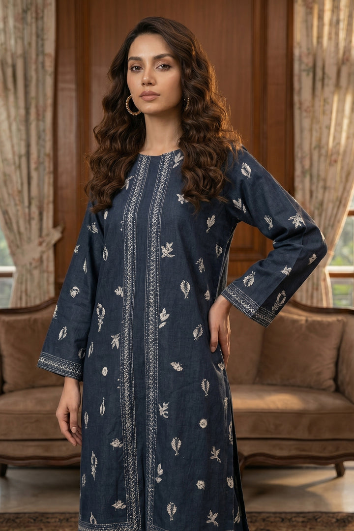 Charcoal 2 Piece Unstitched Printed Cambric Co-Ord Set