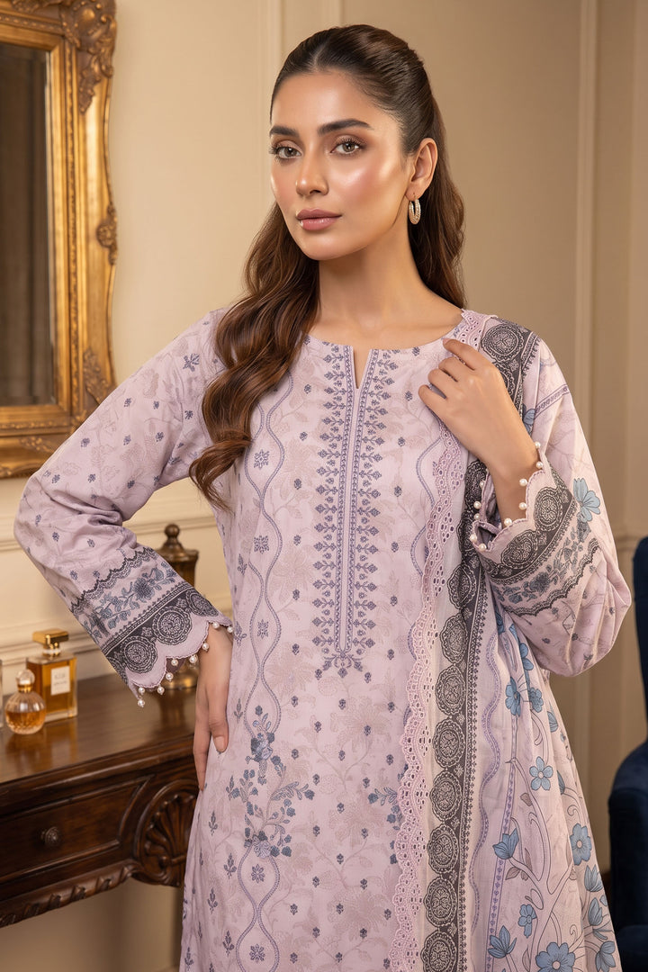 Light Pink 3 Piece Unstitched Premium Printed Lawn